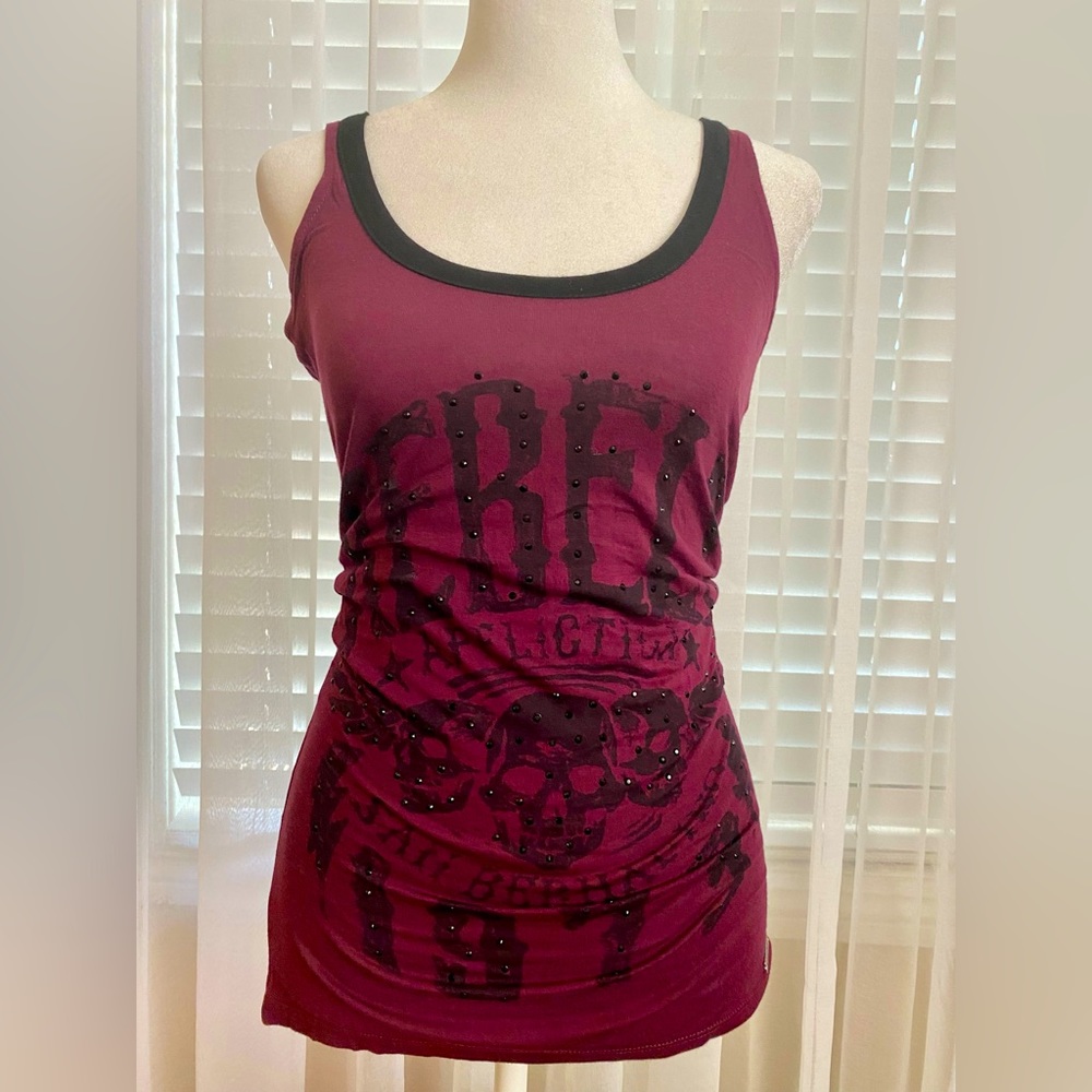 NWOT AFFLICTION BLACK PREMIUM WOMEN LACE UP TANK TOP CASUAL SUMMER WEAR SZ S